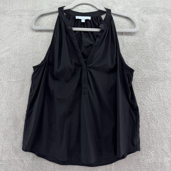 Antonio Melani Top Womens M Black Washable Silk V-Neck Sleeveless Halter Career - Picture 1 of 10